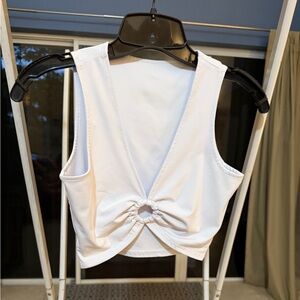 White Sleeveless Knot Front Top